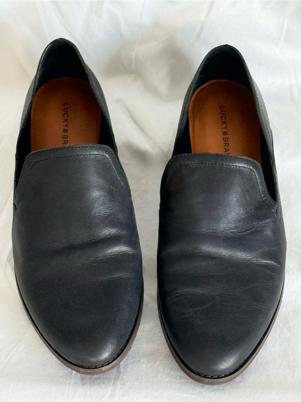 Lucky Brand Black Leather Slip-On Loafers
